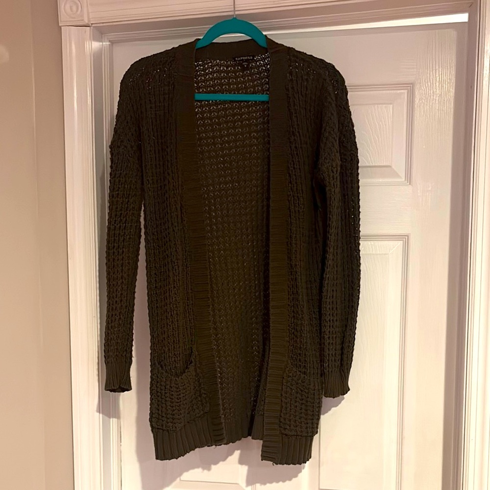 Express Olive Green Knit Cardigan Sweater